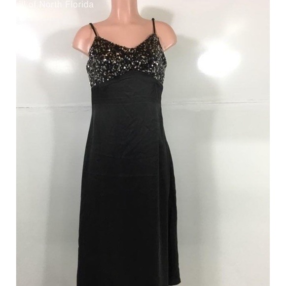 House of Harlow 1960 Dresses & Skirts - New House of Harlow 1960 Black‎ Satin With Sequins Spagetti Straps Dress Size M